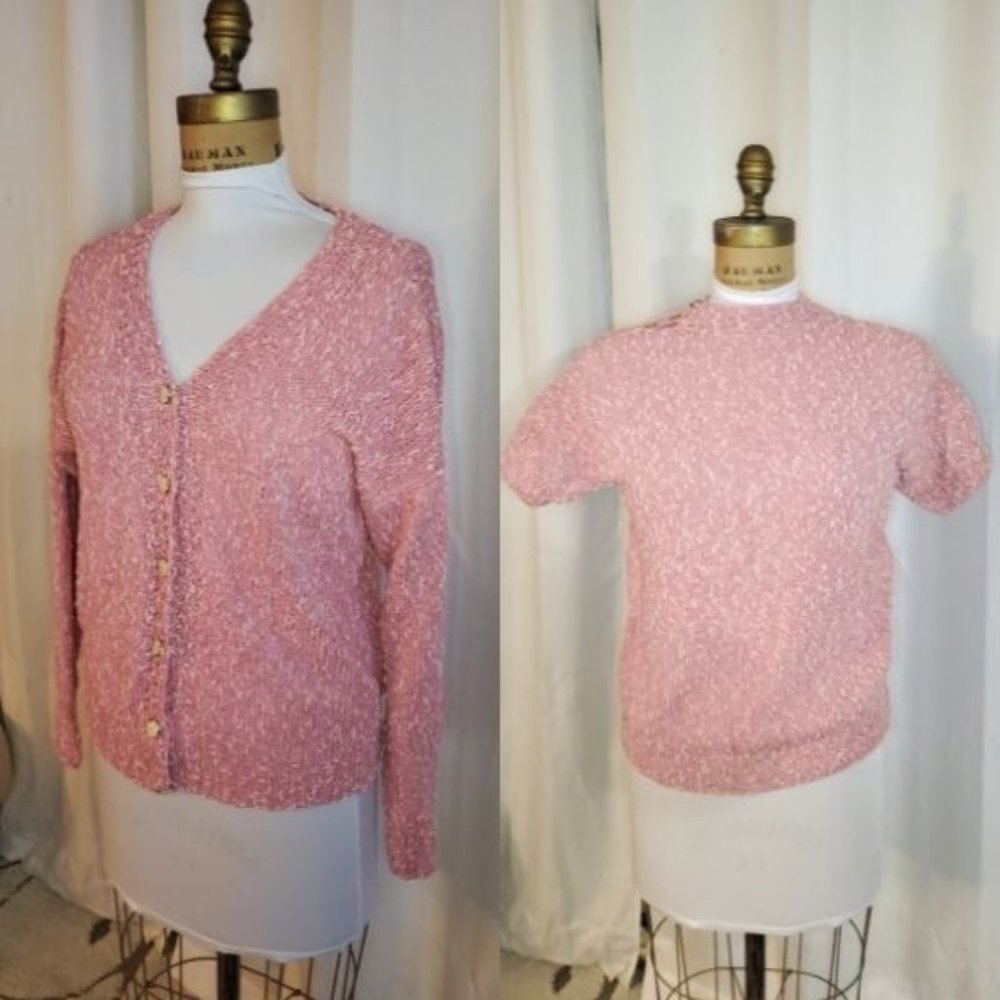 VINTAGE HANDMADE PAIR! Pink Sweater and Cardigan -- Never Worn!